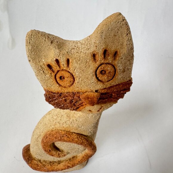 Handcrafted Rustic Ceramic Cat Figurine By Loja Do Oeste Portugal - Picture 1 of 16